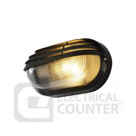 Black Coast Puck Polycarbonate E27 Bulkhead Light with Eyelid, IP44