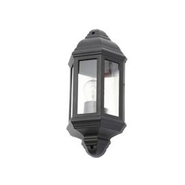Black Athena Wall Lantern Polycarbonate & Glass IP44 42W