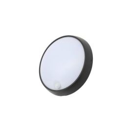 Cano Large Black LED Cool White Round Bulkhead 15W 4000K with PIR