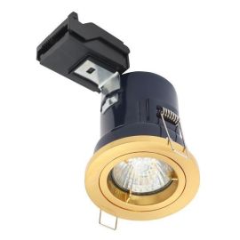 Forum ELA-27465-SATBRS Yate Satin Brass 80mm LED GU10 Fire-Rated Fixed Downlight image