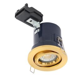 Forum Lighting ELA-27466-SATBRS Satin Brass Adjustable LED Ready GU10 Fire Rated Downlight 50W 240V image