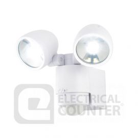 White Zinc Sirocco Outdoor LED Twinspot Floodlight & PIR, 2 x 3W, IP44