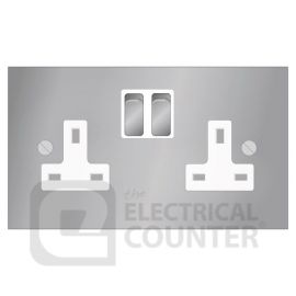 Forbes & Lomax DS13M/NIC Nickel Silver 2 Gang 13A Switched Socket - White Insert image