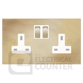 Forbes & Lomax DS13M/OLB Aged Brass 2 Gang 13A Switched Socket - White Insert image