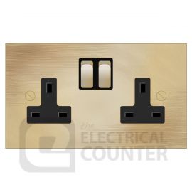 Forbes & Lomax DS13M/OLB/B Aged Brass 2 Gang 13A Switched Socket - Black Insert image