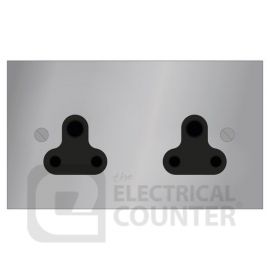 Forbes & Lomax DS2/NIC/B Nickel Silver 2 Gang 2A Unswitched Round Pin Socket - Black Insert image