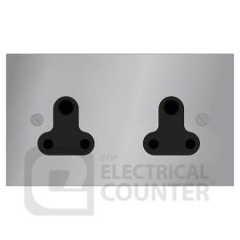 Forbes & Lomax DS5/NIC/B Nickel Silver 2 Gang 5A Unswitched Round Pin Socket - Black Insert image