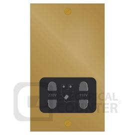 Forbes & Lomax SHA/U/B Unlacquered Brass Dual Voltage Shaver Socket - Black Insert