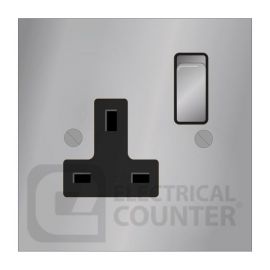 Forbes & Lomax SS13M/NIC/B Nickel Silver 1 Gang 13A Switched Socket - Black Insert image