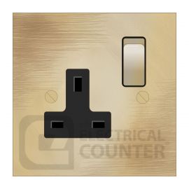 Forbes & Lomax SS13M/OLB/B Aged Brass 1 Gang 13A Switched Socket - Black Insert image