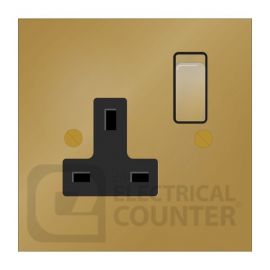 Forbes & Lomax SS13M/U/B Unlacquered Brass 1 Gang 13A Switched Socket - Black Insert image