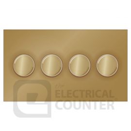 Forbes & Lomax X4GDIM/U Unlacquered Brass 4 Gang Double-Plate Rotary Dimmer Plate Assembly image