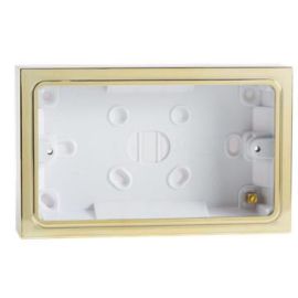 G&H Electrical 710B Polished Brass 2 Gang 32mm Surface Double Socket Plastic Back Box Pattress image