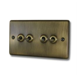 G and H Electrical CAB284 Contour Antique Brass 4 Gang Toggle Switch