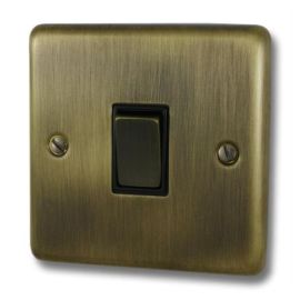 G and H Electrical CAB301 Contour Antique Brass 1 Gang Brass Light Switch - Black Insert image
