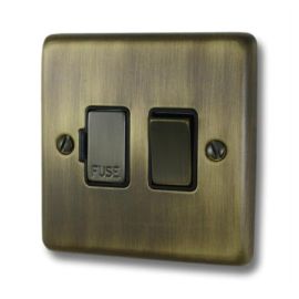 G and H Electrical CAB357 Contour Antique Brass Switched Fused Spur - Black Insert