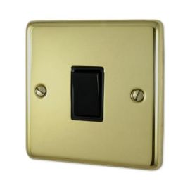 G and H Electrical CB1B Contour Polished Brass 1 Gang Black Light Switch