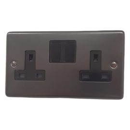G and H Electrical CBB10B Contour Black Bronze 2 Gang 13A Black Switched Socket image