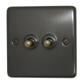 G and H Electrical CBB282-AB Contour Black Bronze 2 Gang Brass Toggle Switch