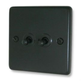 G and H Electrical CFB282 Contour Flat Black 2 Gang Toggle Switch