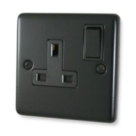 G and H Electrical CFB9B Contour Flat Black 1 Gang 13A Black Switched Socket