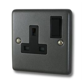 G and H Electrical CP9B Contour Pewter 1 Gang 13A Black Switched Socket