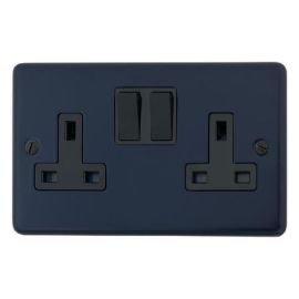 G and H Electrical CRB10B Contour Blue 2 Gang 13A Black Switched Socket image
