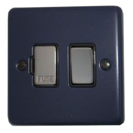 G and H Electrical CRB357-BN Contour Blue Black Nickel Switched Fused Spur - Black Insert