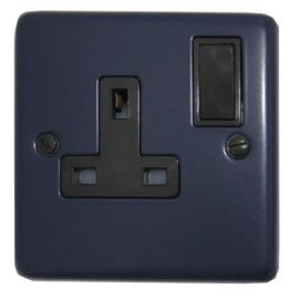 G and H Electrical CRB9B Contour Blue 1 Gang 13A Black Switched Socket