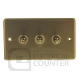 Satin Brass Contour 3 Gang Toggle Switch image