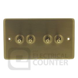 Satin Brass Contour 4 Gang Toggle Switch