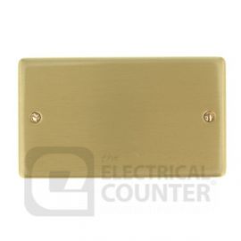 Satin Brass Double Plate 2 Gang Blank Plate image