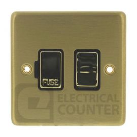 Satin Brass Contour Single Plate Switched Fused Spur image