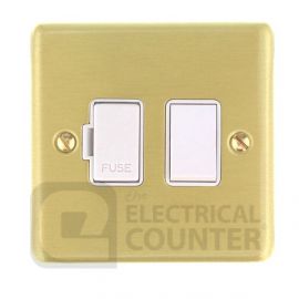 Satin Brass Fused Connection Spur Unit Switched - White Insert