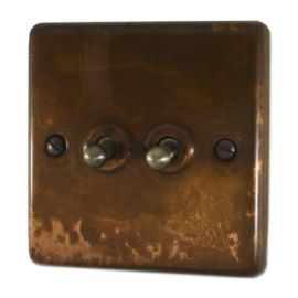 G and H Electrical CTC282 Contour Tarnished Copper 2 Gang Toggle Switch image
