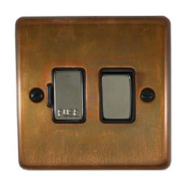 G and H Electrical CTC357 Contour Tarnished Copper Black Nickel Switched Fused Spur