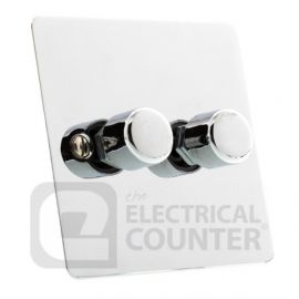 Polished Chrome Double 2 Gang 2 Way 400W Dimmer Light Switch