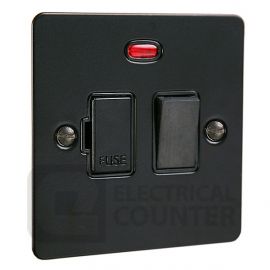 Flat Plate Matt Black Fused Connection Spur Unit 13A with Neon