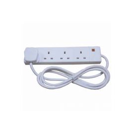 4 Gang 13A White Extension Lead Neon Power-On Indicator