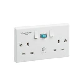 GreenBrook K22WPAAN10-C White 2 Gang 13A 10mA Non-Latching Type RCD Switched Socket image