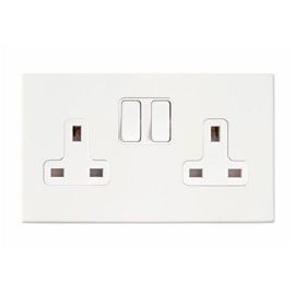 Hamilton 70CSS2WH-W Hartland CFX Screwless Gloss White 2 Gang 13A 2 Pole Switched Socket image