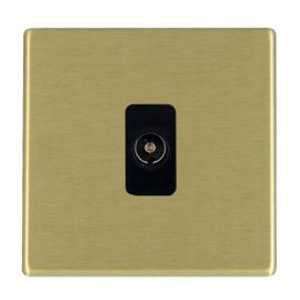 Hamilton 72CTVIB Hartland CFX Screwless Satin Brass 1 Gang Isolated 1in/1out Coaxial TV Outlet - Black Insert