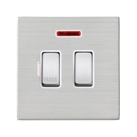 Hamilton 74CSPNSS-W Hartland CFX Screwless Satin Steel 1 Gang 13A 2 Pole Neon Switched Fused Spur Unit - White Insert image