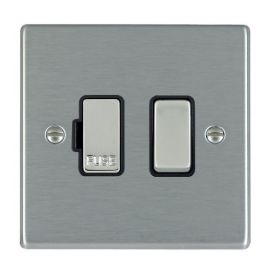 Hamilton 74SPSS-B Hartland Satin Steel 1 Gang 13A 2 Pole Switched Fused Spur Unit - Steel and Black Insert image