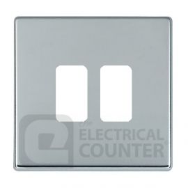 Grid-IT Hartland CFX Bright Chrome 2 Gang Concealed Fixing Grid Plate