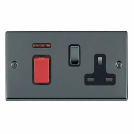 Hamilton 7845SS1BK-B Hartland Black Nickel 45A Red Switch 13A Switched Socket Neon Cooker Unit image