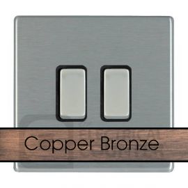 Hamilton 7CBCR32BL-B Hartland CFX Screwless Copper Bronze 2 Gang 10AX Intermediate Plate Switch image