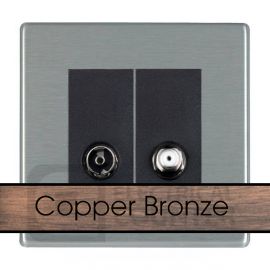 Hamilton 7CBCTVSATB Hartland CFX Screwless Copper Bronze 2 Gang Non-Isolated 2in/2out Coaxial TV and Satellite Outlet