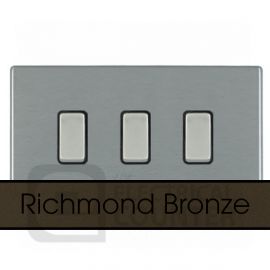 Hamilton 7RBCR232BL-B Hartland CFX Screwless Richmond Bronze 3 Gang 20AX 2 Way Plate Switch image