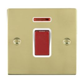 Hamilton 8145NW Sheer Polished Brass 1 Gang 45A 2 Pole Neon Red Rocker Switch - White Insert